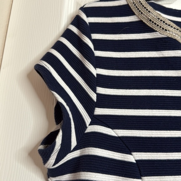 HatleyNavy and White Striped Dress with Decorative Trim Size XL - Picture 5 of 11